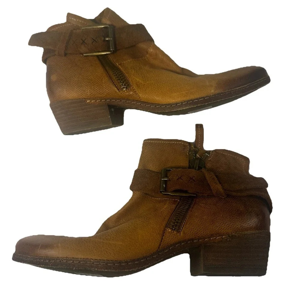 Dolce Vita Womens Size 8 M Brown Leather Zip Buckle‎ Ankle Fashion Boots Bootie